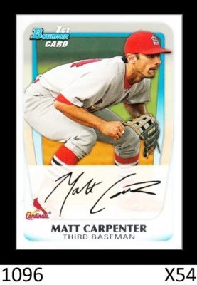 1-2011 BOWMAN PROSPECTS BASE MATT CARPENTER CARDINALS QTY AVAILABLE - Image 1 of 2