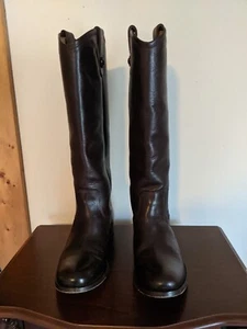 Frye Women's Melissa Button, Leather, Dark Brown Riding Boot, 6M - Picture 1 of 4