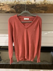 Vintage 80s Christian Dior Monsieur RARE Orange V Neck Soft Sweater USA M Logo - Picture 1 of 4