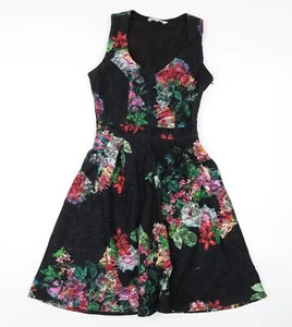 Red Herring Womens Multicoloured Floral Polyester A-Line Size 8 V-Neck Zip - Picture 1 of 10