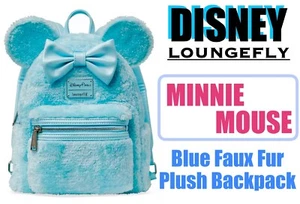 Mochila de felpa Disney Parks Loungefly Minnie Mouse 2025 azul metálico de piel sintética - Imagen 1 de 14
