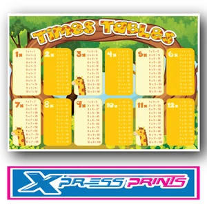 TIMES TABLES POSTER MATHS EDUCATIONAL WALL CHART BOYS KIDS CHILDS A4 A3 SIZE #4 - Picture 1 of 9