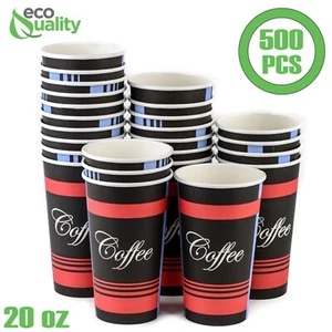 20oz Design Coffee Cups Hot Cold Drinks Disposable Hot Beverage BPA Free 500pcs - Picture 1 of 3