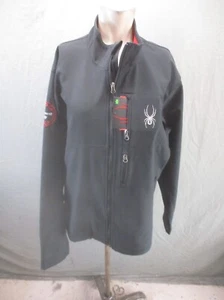 NWT SPYDER Size XL Mens BLK Full Zip Stand Collar Fleece Softshell Jacket 538 - Picture 1 of 13
