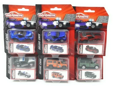Majorette Model Car Deluxe Cars Set di 6 Ford Mustang Nissan GT Land Rover - Immagine 1 di 4