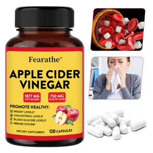 Apple Cider Vinegar Capsules - Cardiovascular Health, Immune System Support - Picture 1 of 14