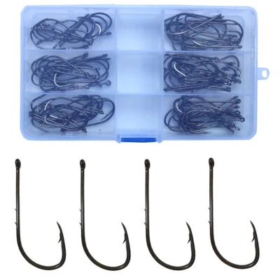 150pcs Barbed Baitholder Fishing Hook Long Shank Carbon Steel Offset Hook 92247 - Image 1 of 4