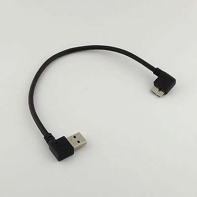 Micro USB 3.0 Type B Male Left Angle to Left 90° Angle A Male Data Adapter Cable - Image 1 of 4