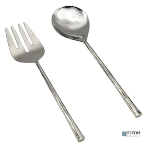 Elyon Sardar Reflective Silver Salad Serving Set Indian Artisan Made Hostess Set - Picture 1 of 7