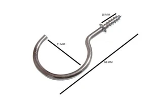 Cup Hook 50mm To Shoulder Total Length 70mm Chrome Plated Cp With Pack 10 - Bild 1 von 1