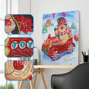 AU Seller Snowman Car Christmas Crystal Diamond Painting Partial Kit 30x40 - Picture 1 of 1