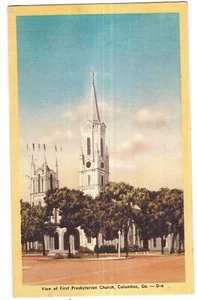 FIRST PRESBYTERIAN CHURCH Rebuilt Columbus Georgia GA Postcard Linen 1954 - Picture 1 of 2