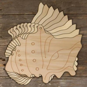 10x Wooden Sea Shell Coral Craft Shapes 3mm Plywood Sealife Seaside - Picture 1 of 4