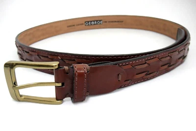 Cinturón Hombre George Tejido Cuero Marrón Talla 40 Excelente Estado Foto 1 de 4