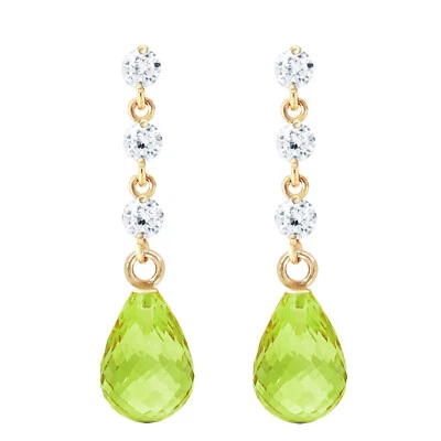 14K. SOLID GOLD EARRING WITH DIAMONDS & PERIDOTS (Yellow Gold) - Image 1 of 4