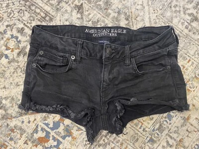 Pantalones cortos negros para mujer American Eagle Outfitters súper bajos talla 8 Foto 1 de 3