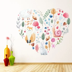 Woodland Animals Love Heart Wall Sticker WS-44794 - Picture 1 of 12