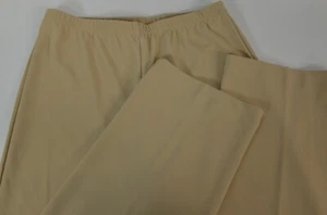 Andrea Jovine Women's Stretchy Pants Sz Large Tan Knit Nylon Blend Elastic Waist - Picture 1 of 7