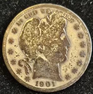 "KEY DATE" 1901-S Barber Half Dollar - gute oder bessere Details - gereinigt - Bild 1 von 4