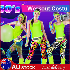 7pcs Women 1980s Costume Ladies 80s Party Fancy Dress Up 80's Fitness Clothing