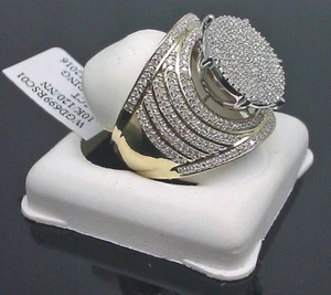 Real 10k Yellow Gold natural Diamond Ladies Women Ring Anniversary Wedding - Picture 1 of 4