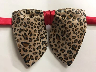 Oversized Black/Brown/Red Leopard Bow tie Vintage style 70s Wedding Prom Gift - Image 1 of 3
