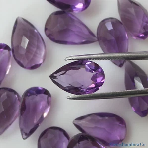 Natural Brazilian Amethyst AA Purple Pear Faceted Loose Stone (6x4mm to 18x13mm) - Picture 1 of 9