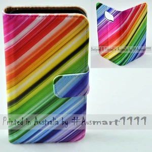 For OPPO Series Rainbow Colour Streak Print Wallet Mobile Phone Case Cover - Picture 1 of 3