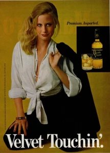 1980 Vintage Print Ad Velvet Touchin' Premium Imported Whisky Blonde Girl - Picture 1 of 2