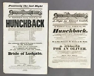 [Jorobado] Par de Playbills Originales Nuevo Teatro Bridgenorth 1832/1834 - Imagen 1 de 9