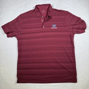 VANSport Herren Golf Poloshirt Burgund Streifen Mangilao Golfschläger bestickt M - Bild 1 von 7