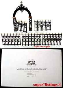 Dept. 56 Victorian Wrought Iron Fence & Gate S/5 Retired 2005 Heritage 52523 New - Picture 1 of 6