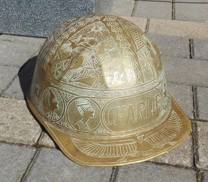 (#1583) brass WW1 trench art egyptian handmade helmet (Pick up / post worldwide) - Picture 1 of 20