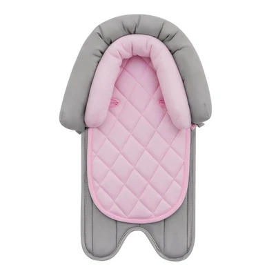 Asiento de coche infantil soporte de cabeza suave 2 en 1 inserto para cochecito recién nacido gris/rosa Foto 1 de 4