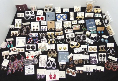 97 PRS Awesome Lot of Vintage to New PIERCED EARRINGS Signed, Artisan, Sterling+ - Image 1 of 4