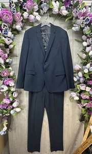 Topman Men’s Suit 44R Slim Blazer 30 Pants Navy Blue 2PC Two Piece Excellent - Picture 1 of 20