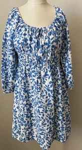 MNG Mango blau Blumendruck Kleid Puff Bauern Cottagecore Gr. US 8 Milkmaid - Bild 1 von 11