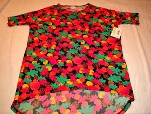 Lularoe Irma Tunic Shirt Women's Sz Medium M Brite Flowers Short Sleeve NWT NEW - Picture 1 of 5
