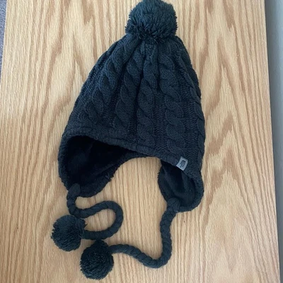 The North Face Women’s Fuzzy Earflap Beanie Cable Knit Black - Image 1 of 4