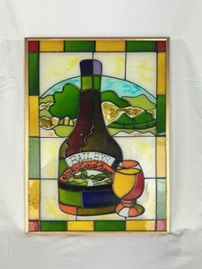 Vintage Bar Pub Stained Glass 38 x 28cmm Retro Framed Baileys Bottle VGC - Picture 1 of 7