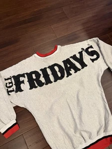 Vintage 90er TGI Freitag grau Rundhalsausschnitt Herren Sweatshirt Gr. Large Retro - Bild 1 von 8