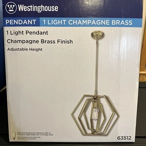 Westinghouse Holly 1-Light Champagne Brass Pendant - Picture 1 of 8