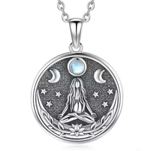 Blue & Silver Triple Moon Goddess pendant and chain Necklace. Wiccan Witch Lucky - Picture 1 of 1