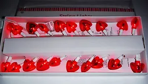 VALENTINES DAY HEART SHAPED STRING LIGHTS RED LIGHTS 20 CT..VALENTINE DECORATION - Picture 1 of 2