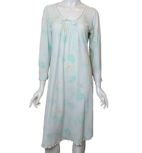 Miss Elaine nightgown womens small green knit crochet lace long sleeve ballet - Picture 1 of 17