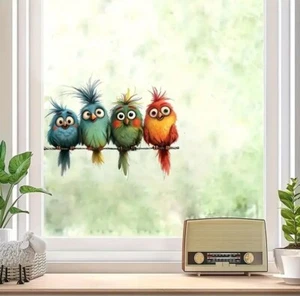 Funny Birds Vinyl Decals: Removable Animal Stickers for Glass and Metal Surfaces - Picture 1 of 5