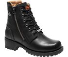Harley Davidson Ladies Asher Black Leather Zip Lace-Up Boot Biker Boots