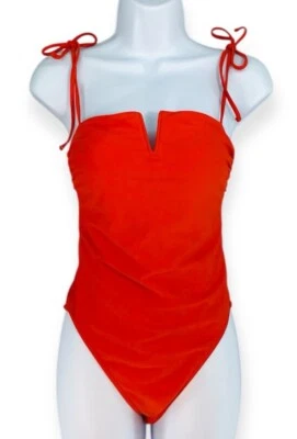 Traje de baño Hollister Swim de una pieza para mujer pequeño naranja con tiras elegante hipster Foto 1 de 4
