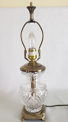 Cut Lead Crystal Accent Table Lamp with Cast Metal Base Vintage  - Image 1 of 4