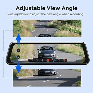 AZDOME 10" Spiegel Dashcam mit Rückfahrkamera,GPS,WDR,Loop-Aufnahme,G-Sensor,DE - Bild 1 von 9
